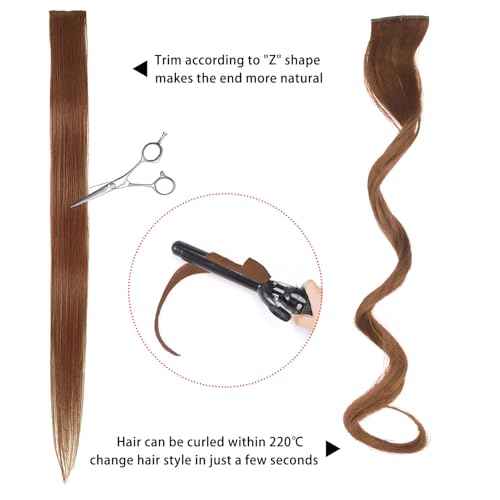 5pcs Dark Auburn Copper Brown Clip in Hair Extensions 100% Human Hair 18 Inch Colored Party Highlights Clip in Extensions for Women Kids Girls
