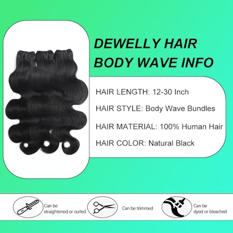 12A Human Hair Bundles 18 20 22 Inch Body Wave Bundles Human Hair 100% Unprocessed Brazilian Virgin Hair 3 Bundles Deals Human Hair Quick Weave Bundles Real Human Hair Extensions Natural Black