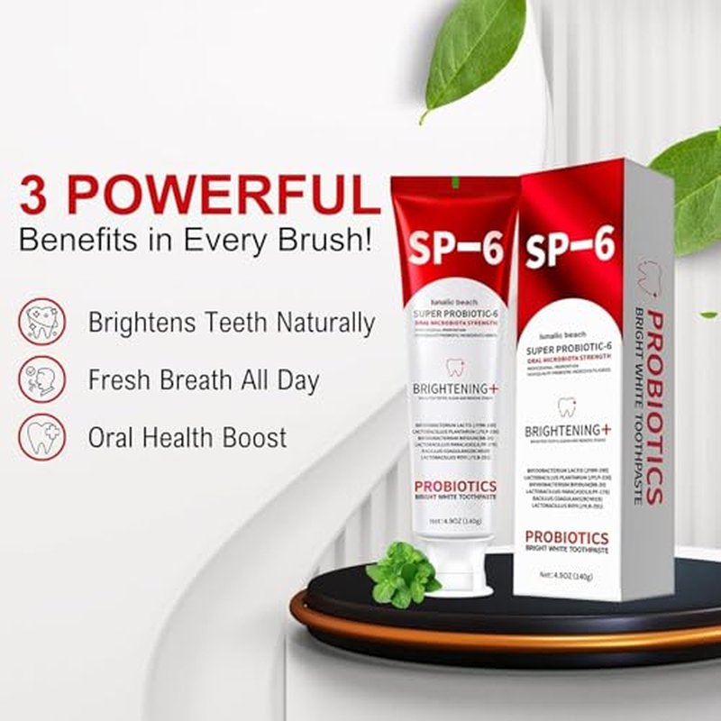 Sp-6 Probiotics Whitening Toothpaste - Sp6 Brightening Tooth Paste Enhanced Super Probiotic Formula Deep Cleaning Fresh Breath Dental Gum Health Oral Microbiota Strength Enamel Care