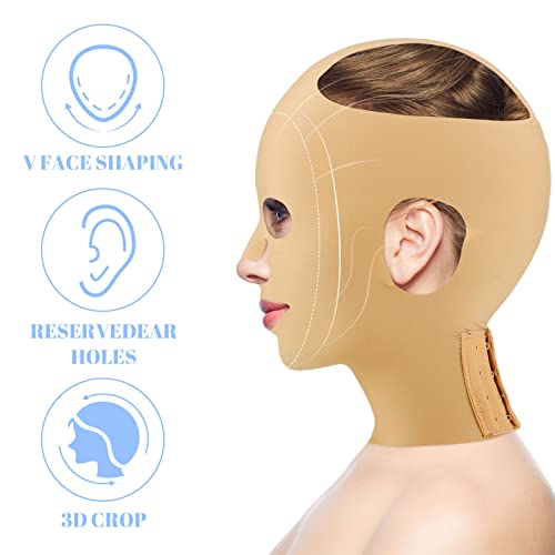 Treela 2 Pieces Full Face Lift Sleeping Belt Reusable Mask Chin Lift Facial Mask Face Belt Double Chin Thin Facial Bandages Cheek tape Strap Massage Shaper for Women