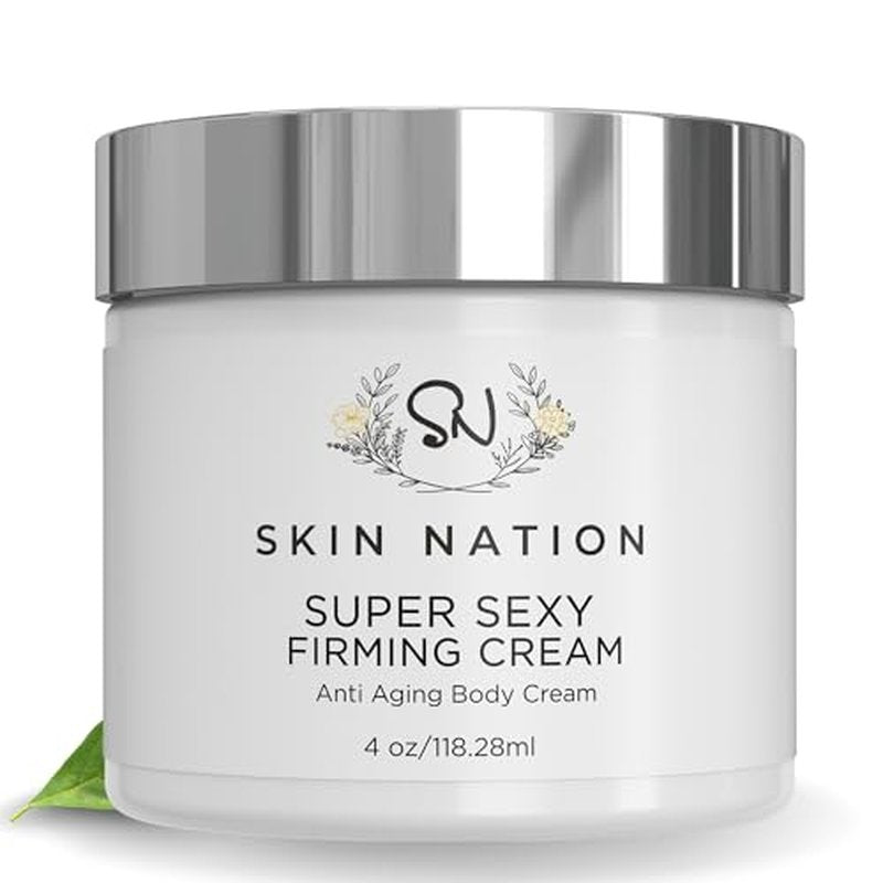 Skin Nation Super Firming Cream, Hydrating Body Lotion with Shea Butter, Glycolic Acid, Aloe Vera, Can Help Smooth Crepey Skin and Support Firmer Neck & D?collet?, 4 oz