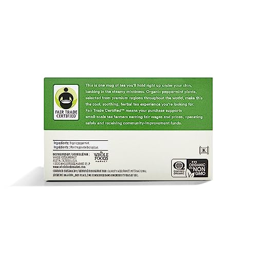 365 by Whole Foods Market, Organic Peppermint Tea (40 Bags), 1.9 Ounce (pack of 12)