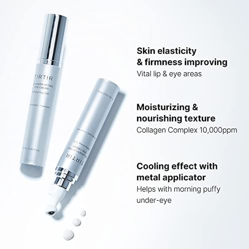 TIRTIR Collagen Lifting Eye Cream - Roller Applicator, Wrinkle Spot Treatment, Revitalizing Moisturizer,Tightening Under Eye For Wrinkles,Fine Lines, Under Eye Bags, Lift Treatment For Men & Women