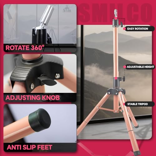 Smilco Wig Tripod Stand with 45 inch Adjustable Mannequin Head, Heavy Duty Wig Holder for Cosmetology Hairdressing Training