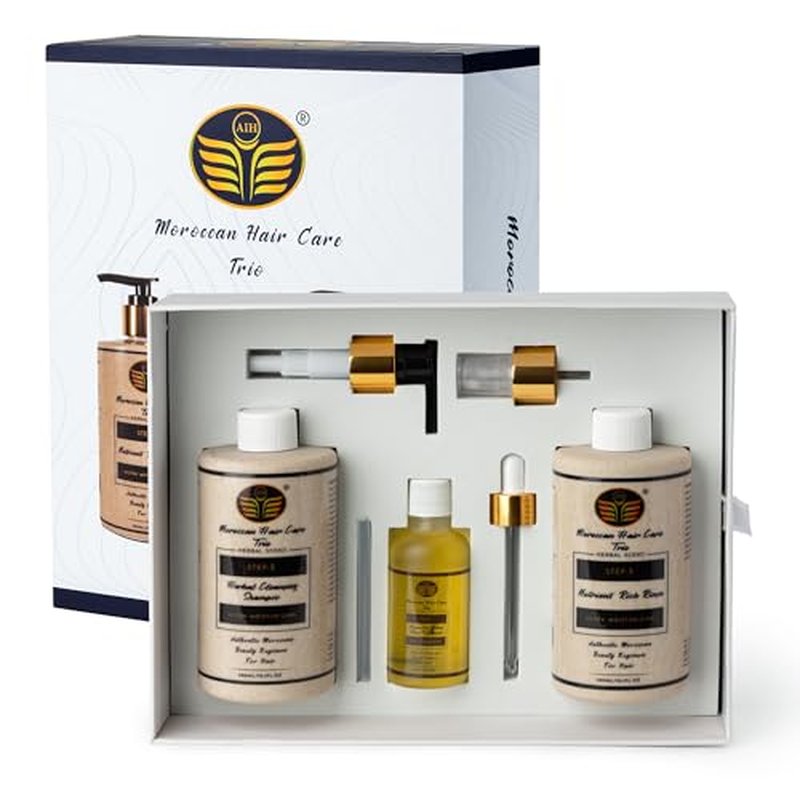 Moroccan Scalp Relief 3-Step Set ? Itch & Flake Control with Argan Oil, Herbal Shampoo & Leave-In Rinse ?Reduces Itch, Flaking & Buildup from Dryness/Irritation ? Dermatologist Approved, Sulfate-Free