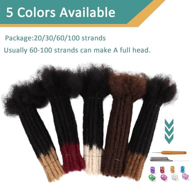 Viovian 0.6cm Dreadlock Extensions Human Hair 8 Inch 60 Strands Ombre Loc Extensions Human Hair Dread Extensions for Men Human Dreads ExtensionsColor 1b/613