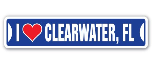I Love Clearwater, Florida Street Sign fl City State us Wall Road décor Gift