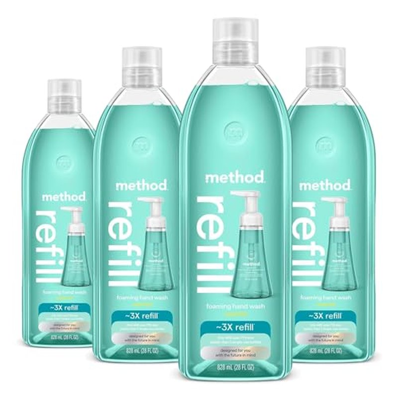 Method Foaming Hand Wash Refill, Waterfall, 28 oz (Pack of 4) (Packaging May Vary)