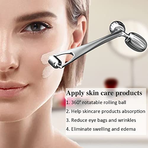 Yeamon Gua Sha Facial Tools and Face Roller Set, Facial Massage Tool for Women¡¯s Skincare Routine,Cooling Stainless Steel Face Sculpting Eyes Roller Guasha for Daily Use or Self-Care Gift for Women