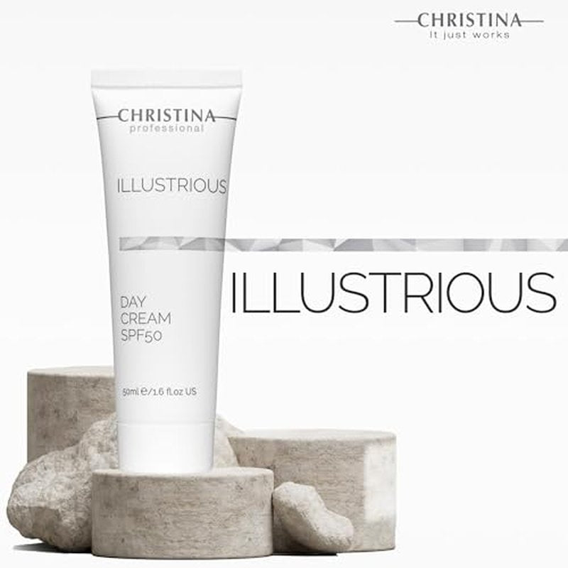 Christina - Illustrious - Day Moisturizer with SPF 50 ? Sunscreen Cream for Face with Advanced Hydration and Sheen Support ? Moisturizing Cream for Radiance & Tone ? Daily Use for Neck & Face ? 50ml