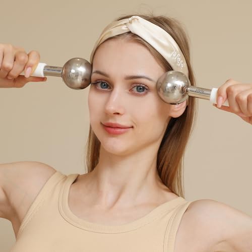 pfefe Ice Globes for Face & Eyes, Unbreakable Stainless Steel Cryo Sticks for Beauty Routines, Facials Cold Roller Cooling Globes for Puffiness, Wrinkles, Dark Circles, Headaches