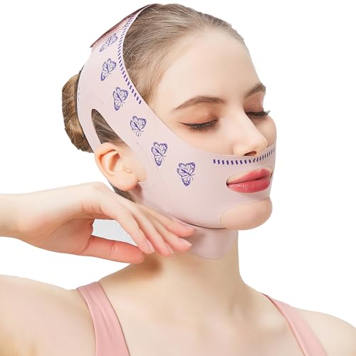 MASIKA Chin Strap for Sleeping,Jaw Strap,Jawline Shaper,V-Line Mask Chin Up Mask V Shaped Face Mask, Jaw Exerciser,Reusable,Butterfly