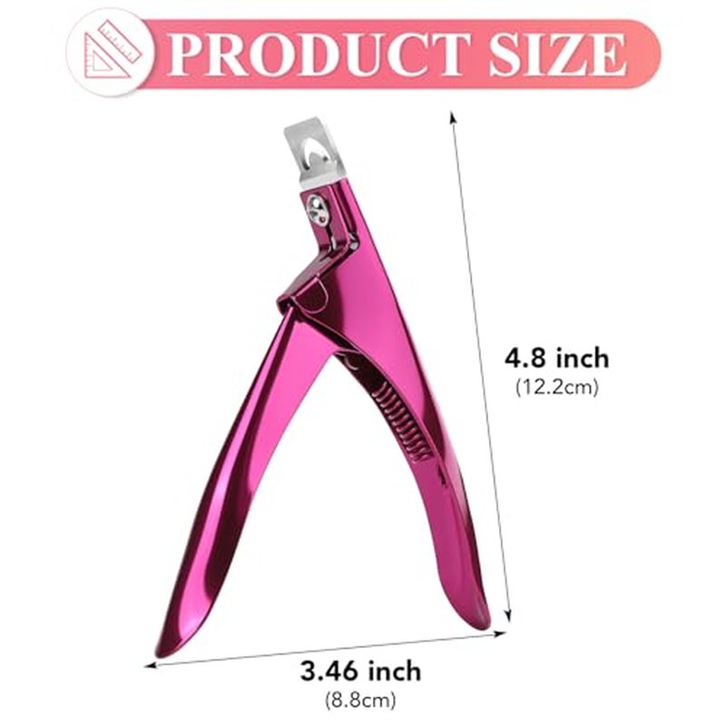 False Nail Clippers with Magnets Stainless Steel Nail Cutter for Acrylic Nail Nail Clippers with 15Pcs Small Magnets for Home Salon Nail Art (Pink)