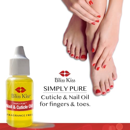 Bliss Kiss | Fragrance Free | Nail Oil Cuticle Dropper w/Vitamin E & Jojoba?Nail Strengthener Nail Growth Oil and Serum for Brittle Peeling Breaking Thin Nails | 0.5oz |