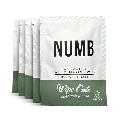 Wipe Outz NUMB Lidocaine Wipes - 3% Lidocaine Infused Tattoo Numbing Wipes - 8" x 7" (XL) Numbing & Cleansing Wipe for During and Tattoo Aftercare, Minor Cuts, Burns, Sunburns & Bug Bites (5 Pack)