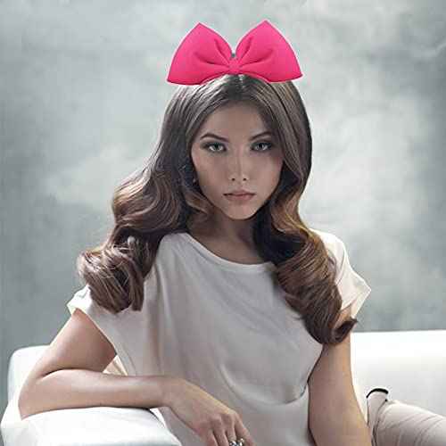 YAXAMING Bowknot Headband, Big Bow Hairband for Women - Halloween, Christmas Party Decoration, Cosplay Costume, Handmade Headdress Headpiece Hair Accessories with Rose
