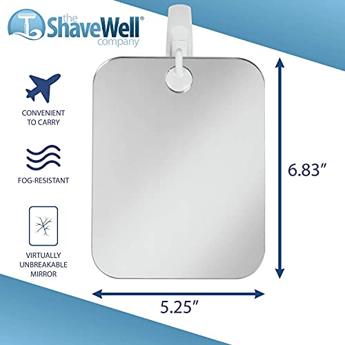 Shave Well Deluxe Anti-Fog Shaving Mirror | Fogless Hanging Bathroom Shower Mirror with Handheld Option for Men and Women | Includes Long-Lasting Removable Adhesive Hook for Wall