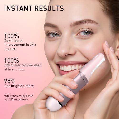 Dermaplane Razor for Women Face, Dermaplaning Tool for Face, Sonic Smooth Exfoliation & Peach Fuzz-Hair Removal System with 10 Dermaplaning Blades, Charm Pink