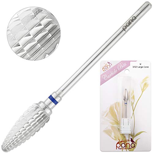 Pana 3/32" Safety Bit Nail Carbide Bit - For Electric Dremel Drill Machine (Medium, Large Cone - Silver)