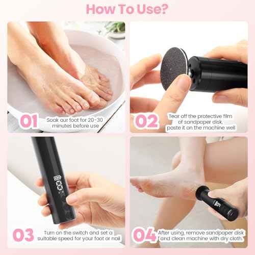 Electric Callus Remover for Feet, Electric Foot File Nail Grinder 2 in 1,Rechargeable Professional Foot Sander Pedicure Tool for Feet Dry Dead Skin with Sandpaper Disk, 9 Speed Adjustable (Black)