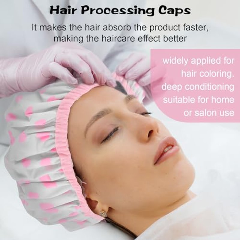 2 Pcs Pink Series Deep Conditioning Hot Oil Hair Treatment Caps - Waterproof, Double Layer, Reusable Shower & Steam Caps