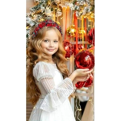 Christmas Headband for Women Holiday Accessories Decorations Xmas Tree Snowflake HoHoHo Crystal Knotted Headband Christmas Festive Headwear Party Gifts (Candy Cane Plaid)