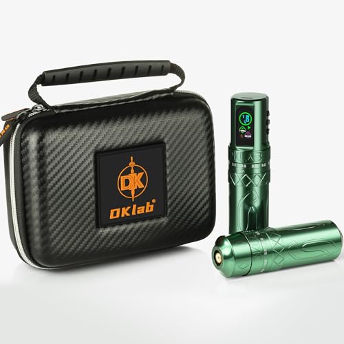 DKLAB Mizar Tattoo Pen Machine,Rotary Tattoo Gun Kit Load Strong Japanese Coreless Motor,Stroke Adjustable Start from 2.7mm to 4.5mm,2 Pieces of 1800mAh Battery Pack (Black)
