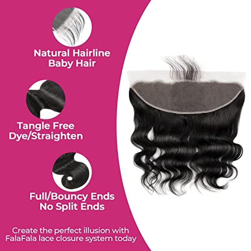 Real Human Hair Ear to Ear 13x4 Body Wave Frontal Swiss Transparent Lace Pre Plucked Virgin Human Hair Frontals Bleached Knots Natural Hairline Front Piece Only 24 Inch