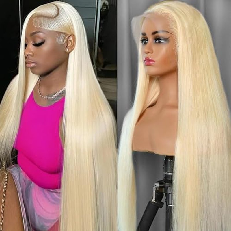 28 Inch 613 Lace Front Wig Human Hair Straight Blonde Lace Front Wigs 13x4 613 Long Straight HD Lace Frontal Wig for Black Women 180% Density Human Hair Wig Glueless Wig Pre Plucked with Baby Hair