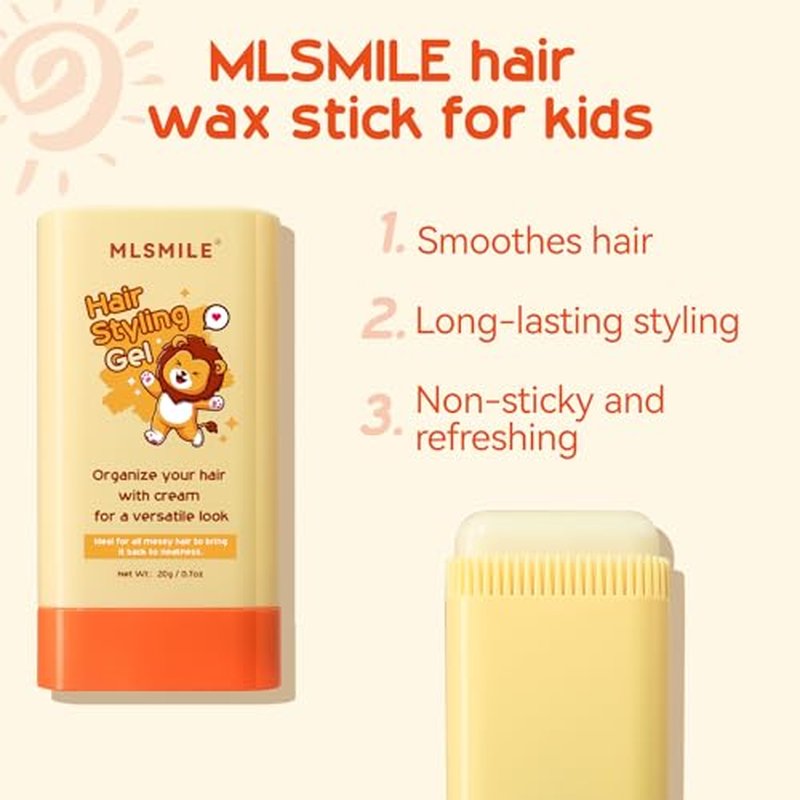 Hair Wax Stick for Baby Styling, 2-in-1 Design with Built-in Comb, Slick,for Kids Waxes, Moisturizing, Non-Greasy, Easy to Use, Compact and Portable