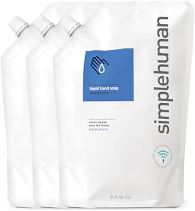 simplehuman Hand Soap Refill Pouch - Moisturizing Liquid Soap, 34 Fl. Oz. | Pack of 3