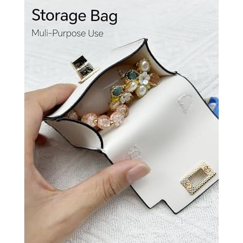 2 pack Mini Purse Keychain PU Leather Tiny Bags Pouches for Purse Pocket Bag Card Holder Data Cable Organizer Pouch Orange White (Orange + White)