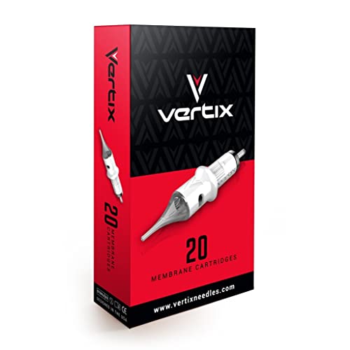 Vertix - 15 Magnum Curved Bugpin - Pack of 20 Membrane Tattoo Machine Cartridges - Transparent Detachable Tip, Minimize Tattoo Pen Machine Vibration