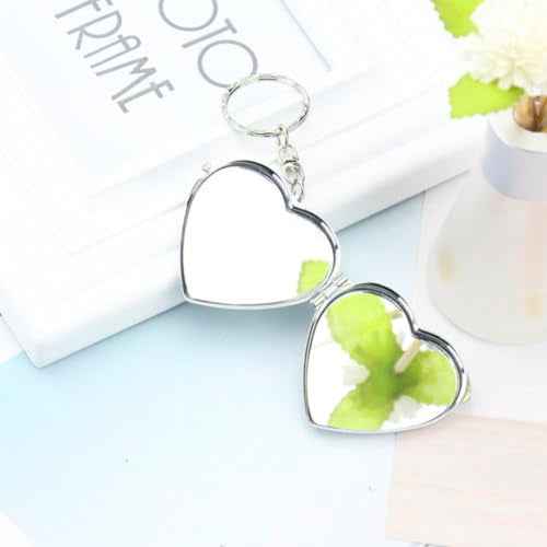 6 Pcs Sublimation Blank Pocket Makeup Mirror Keychains Double Sided Blank Compact Mirror Cosmetic Mirror Key Chain