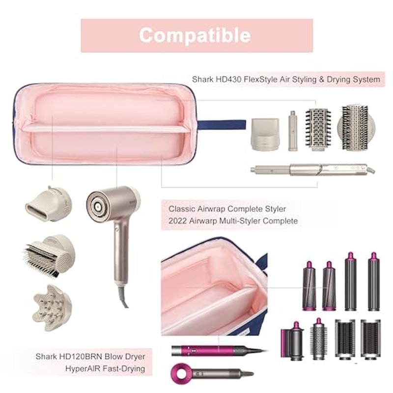Leudes Hair Tools Travel Bag for Shark Flexstyle Carrying Case Portable Shark Hair Air Wrap Dryer Case Waterproof Dustproof Flat Curling Iron Travel Organizer (Blue)