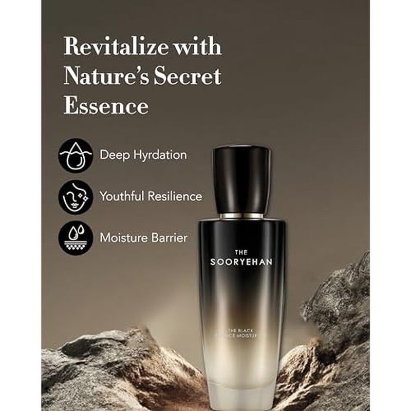 Sooryehan The Black (Essence Moisturizer, 130ml/4.4fl oz) - Lightweight Cream for Moisture Barrier, Rejuvenate Dull, Aging Skin. Premium Korean Skin Care. Black Yeast, Hyaluronic Acid,