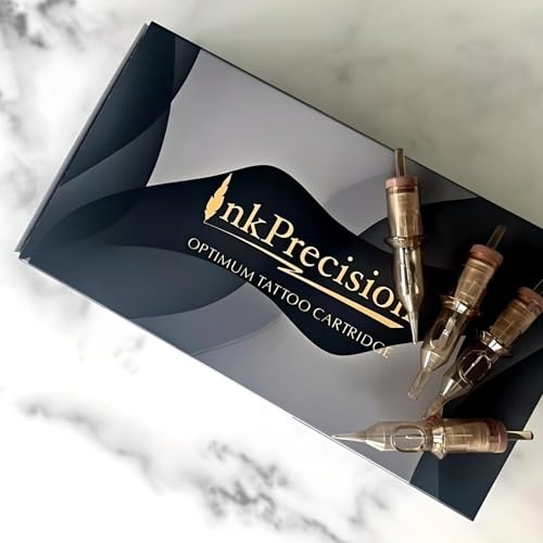 Optimum Tattoo Cartridge - Inkprecision 1RL Round Liner Needles for Permanent Makeup & Tattooing, 0.25mm Long Taper, Disposable Needle Cartridges for Rotary Pen Tattoo Gun Supplies, 20 Cnts (0801RL)