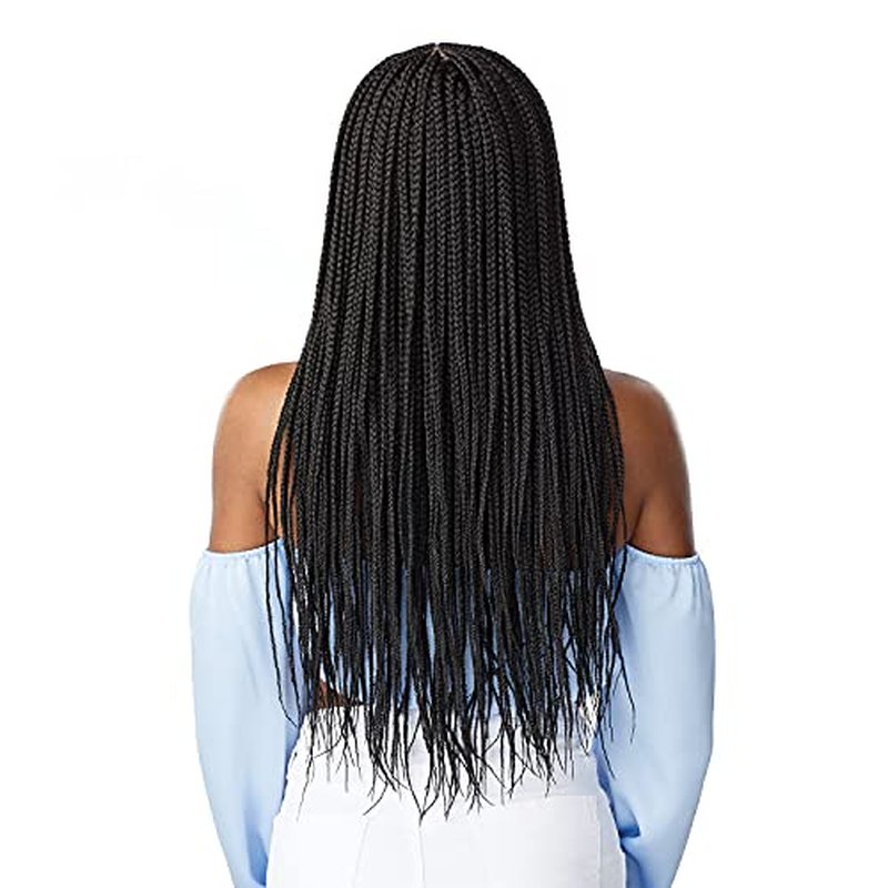 Sensationnel Cloud9 4X5 Braided Wig - Center Part Feed In 28 Inch Hand Tied Swiss Lace Braided Wig With Large Parting Area (T1B/BG)