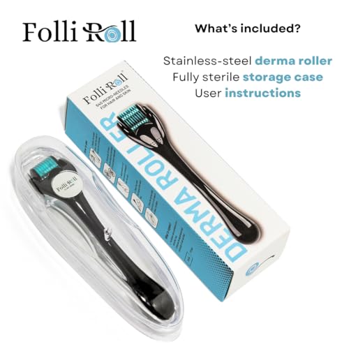 Derma Roller - The Original 540 Microneedles for HAIR, BEARD & SKIN | Microneedling Roller for Men and Women - for Face & Scalp Derma Stamp - FREE STORAGE CASE (Blue, 0.30mm)