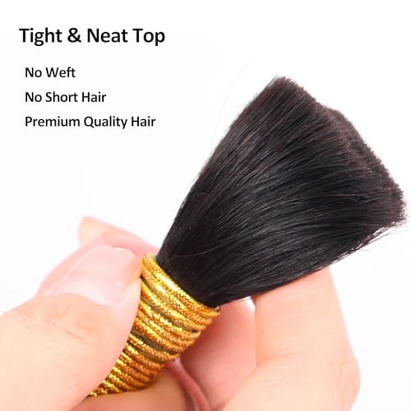 Human Braiding Hair for Boho Braids, 100% Virgin Human Hair No Chemical Processing, Black Bulk Human Hair for Braiding Small Knotless Braids Bohemian Style (Black - Deep Wave, 150g - 20 Inch)