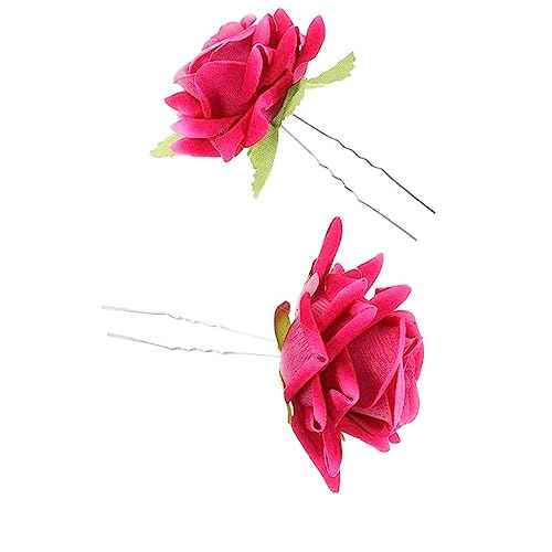 4 Pieces Women Rose Hairpin, Bridal Rose Brooch Hair Clip Wedding Floral Clips for Woman Girl Party Wedding (Black)