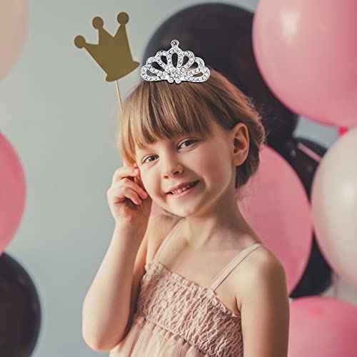 Princess Crown Comb Set for Girl 18 Pcs Silver Tiara Crown with Comb Crystal Tiara Headband Rhinestone Hair Piece Toddler Bride Hair Accessories for Birthday Party Photography Young Teens Gifts