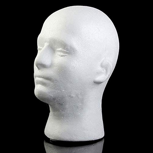 Male Head Model, Foam Mannequin, Head Model Wig Hair Hat Display Foam Mannequin Manikin White (Style 3)