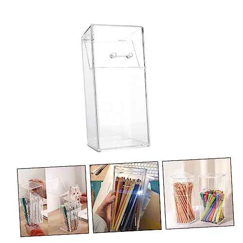 2Pcs Acrylic Makeup Brush Holder with Lid, Clear Makeup Holder, Cosmetic Organizer Cosmetic Storage Display Box for Dressing Tables and Vanity, 3.34 x 3.34 x 8.25inch