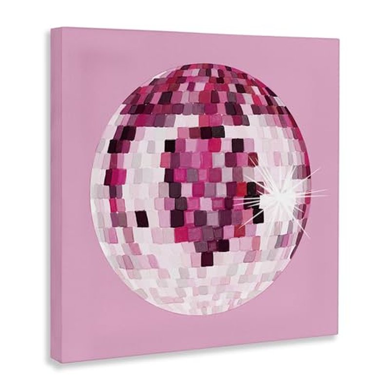 Stupell Industries Dazzling Pink Disco Ball Shining Geometric Pattern, Design by Hey Bre! Creative Studio, Gallery Wrapped Canvas, 36 x 36