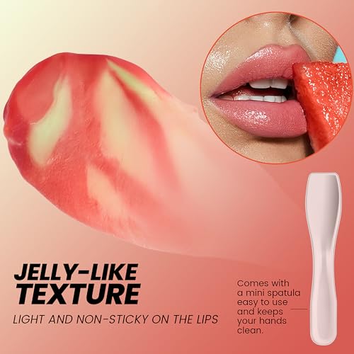 Vegan Peach Lip Mask Moisturizer, Hydrating Lip Balm & Butter with Jojoba Seed Oil & Vitamins, Full Looking, Soothing, Nourishing, Softening Treatment for Dry Lips, Non-Sticky, 06 Peach