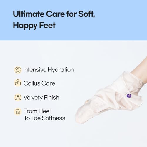 Epielle Intensive Repairing Foot Mask 6 Pairs, Deep Moisturizing Socks for Dry, Cracked Feet, Self Care Gifts for Women, Spa Kit, Stocking Stuffers, Thanksgiving Essentials