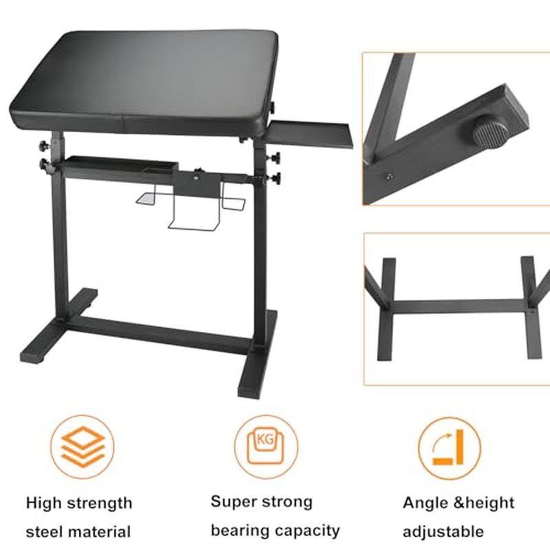 Tattoo Arm Rest Height Adjustable Oversized Soft Tattoo Armrest Stand for Tattoo Supplies (Black-Upgraded with Tray)