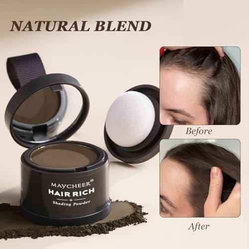 Maycheer Hairline Shadow Powder, Maycheer Hair Shadow Root Cover Up, Maycheer Hair Shadow, Hair Line Concealer Root Cover Up, Unisex Root Touch Up Hair Powder (Dark Brown, 01)