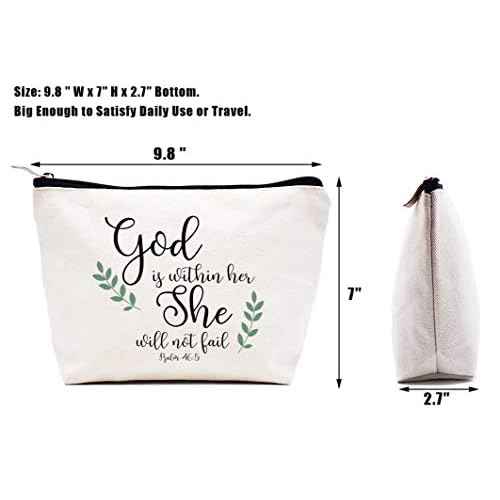 Makeup Bag Cosmetic Bag Travel Pouch Daughter Gifts from Mom Or Dad Birthday Graduation Christmas Gifts for Daughter Bouns Daughter Daughter in Law God Is Within Her She Will Not Fail Psalm 46:5